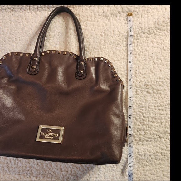 Valentino Garavani Brown Studded Satchel Tote Bag - Picture 15 of 16